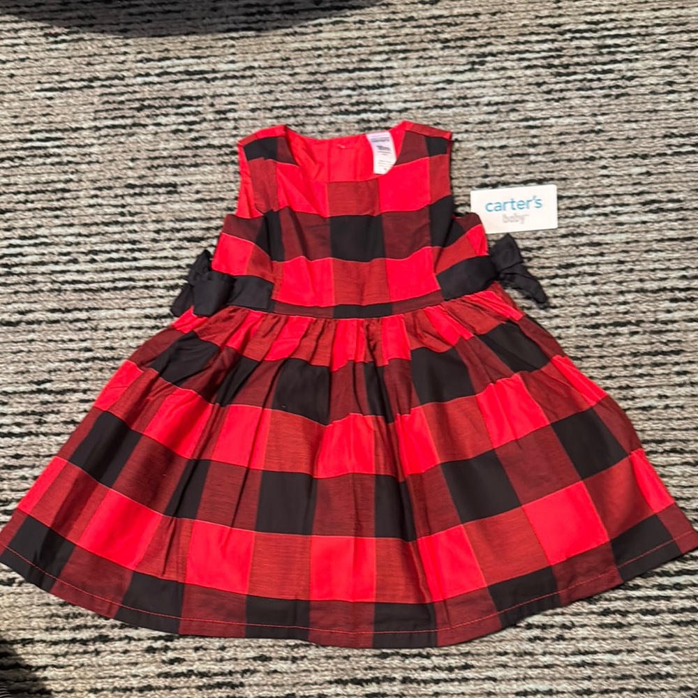 NWT-Carter's Red and Black Checkered Baby Dress